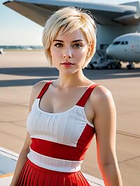 A 32 year old woman with a dishwater pixie cut